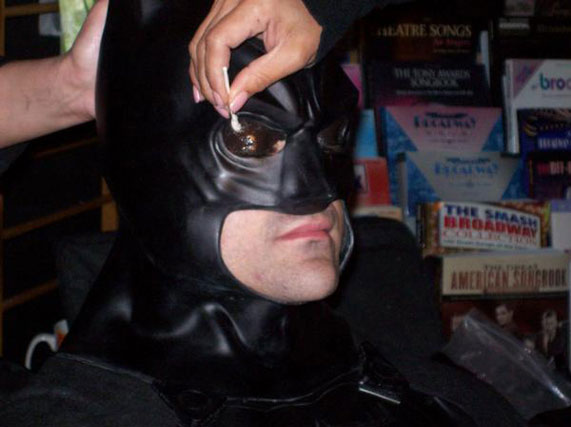 Chris Nendick is made up as Batman
